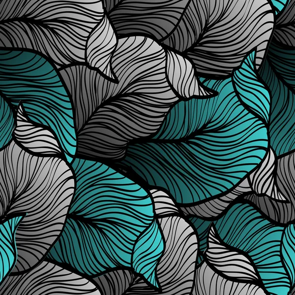 Modèle sans couture rétro avec des feuilles abstraites doodle — Image vectorielle