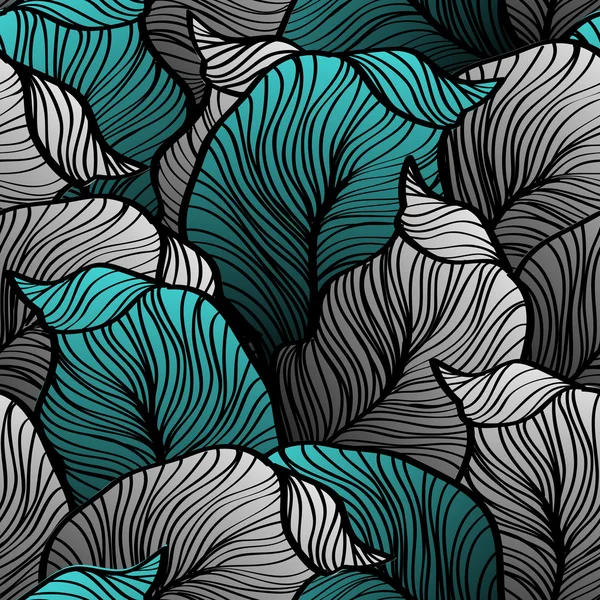 Retro nahtloses Muster mit abstrakten Doodle Blättern — Stockvektor