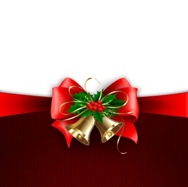 Neşeli Noel kartı ile altın çan