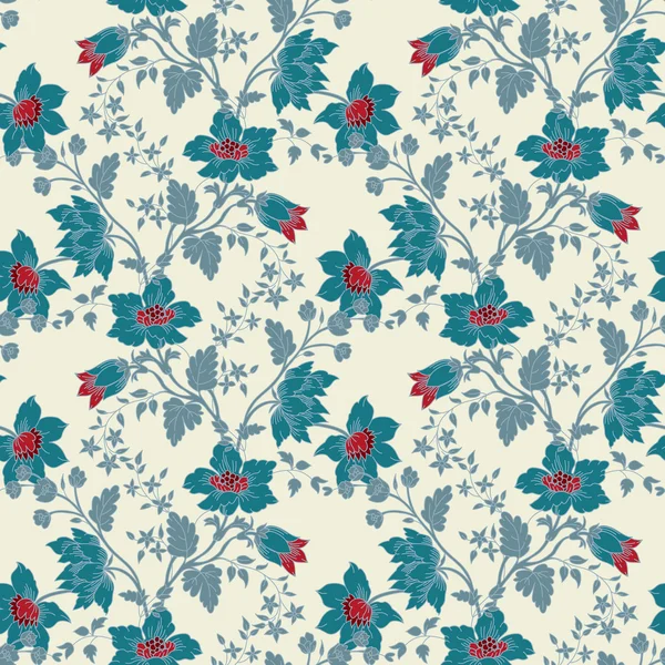 Vecteur vintage floral sans couture fleur bleue — Image vectorielle