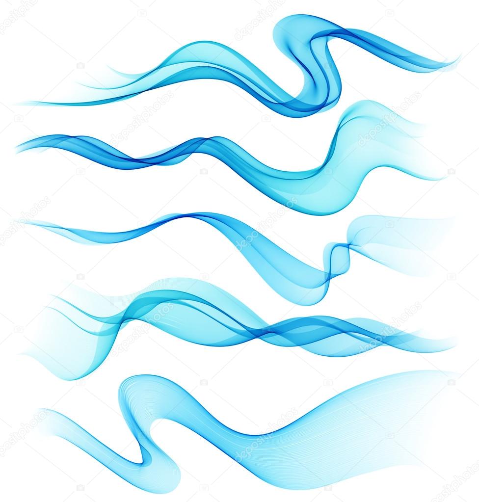Set of Abstract smoke  curved lines
