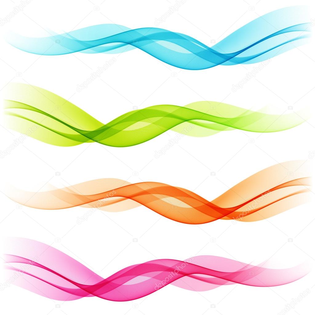 Set of Abstract color transparent curved lines