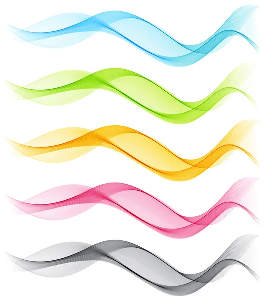 Set of color transparent smoky wave — Stock Vector