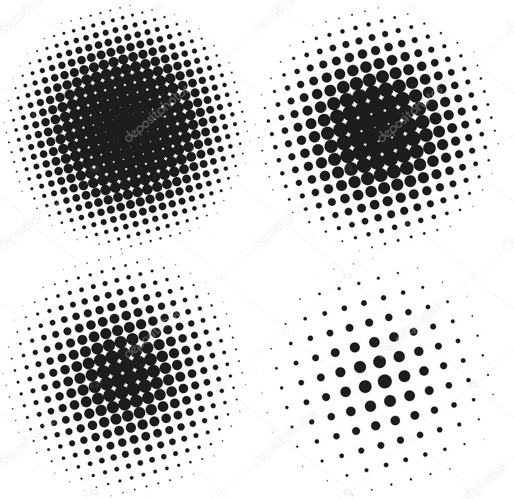 Set of Abstract Halftone Design Elements. Vector illustration