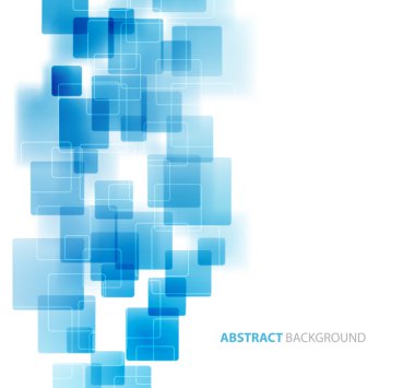 Mavi parlak kareler teknik arka plan. Vektör