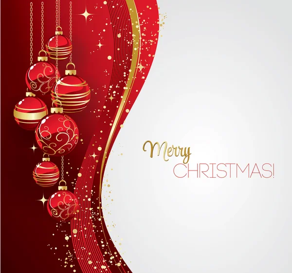 Merry Christmas card met rood bauble — Stockvector