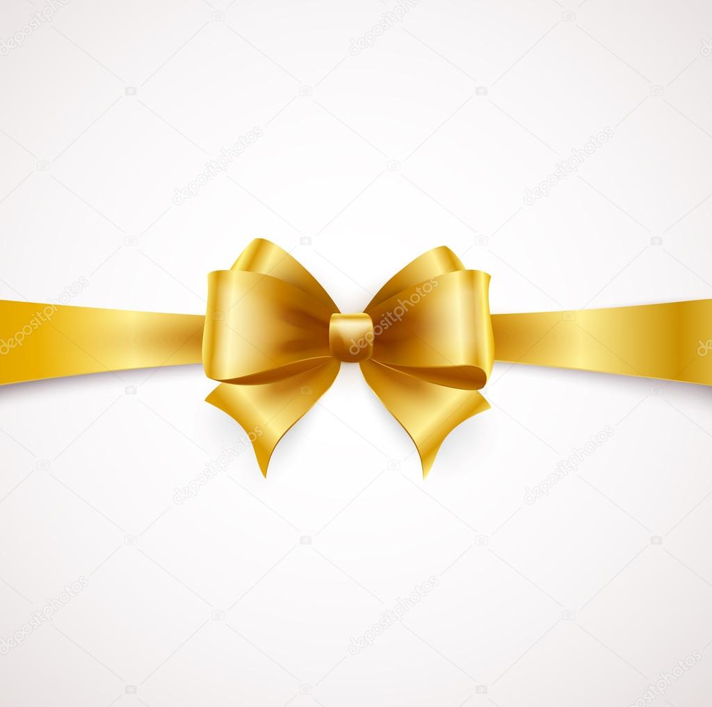 Gold bow gift present golden shiny ribbon Vector Image