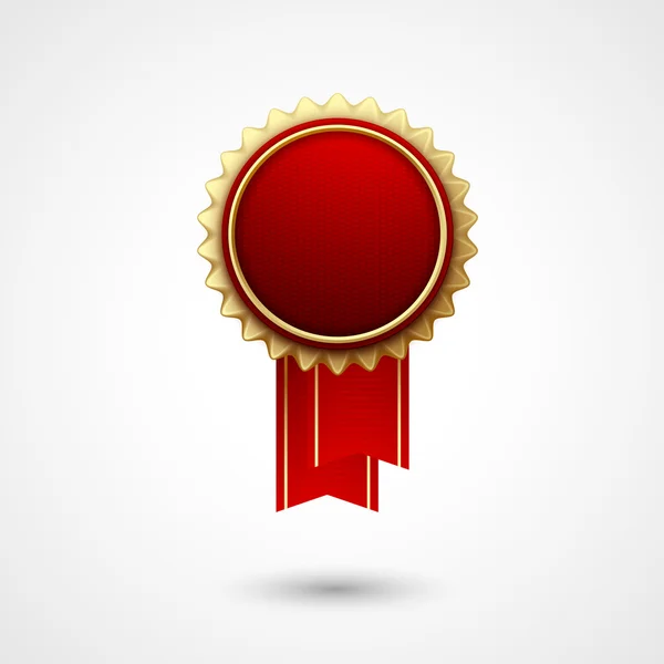 Insignia de premio de vector de color rojo y cinta. Calidad premium . — Vector de stock