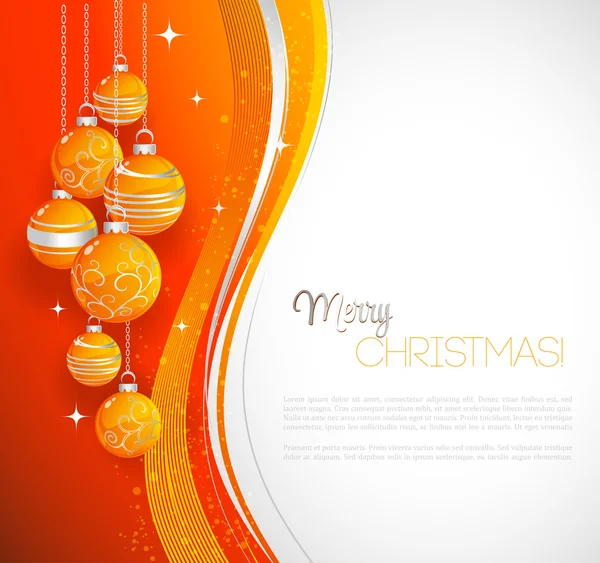 Feliz cartão de Natal com bugiganga laranja —  Vetores de Stock