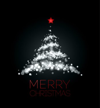 Siyah poster parlak Noel ağacı