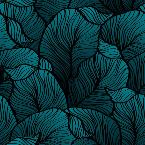 Ретро безшовний візерунок з абстрактним каракулевим листям — стоковий вектор