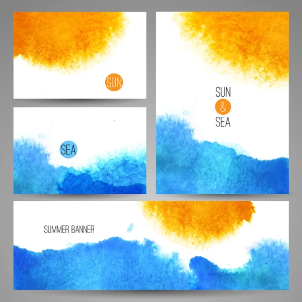 watercolor sea background poster or card template vector art