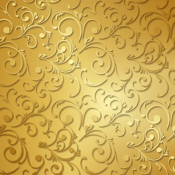 Papel pintado floral dorado de lujo — Archivo Imágenes Vectoriales
