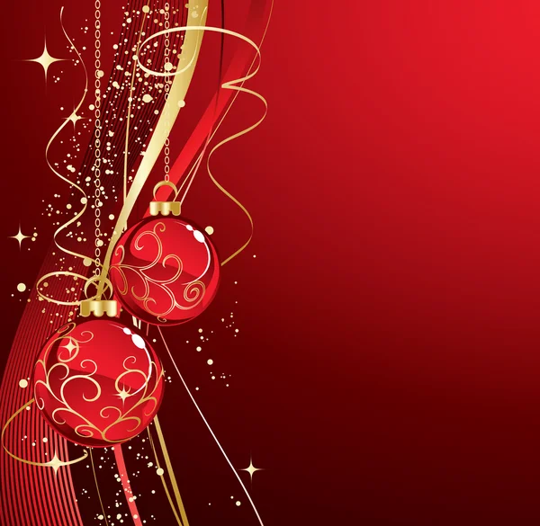 Фон с красными рождественскими безделушками, иллюстрация . — стоковый вектор