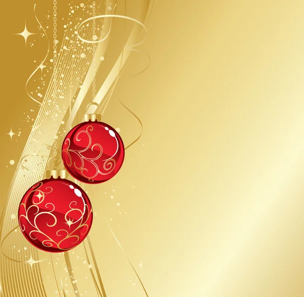 Background with red christmas baubles, illustration. — Stock Vector