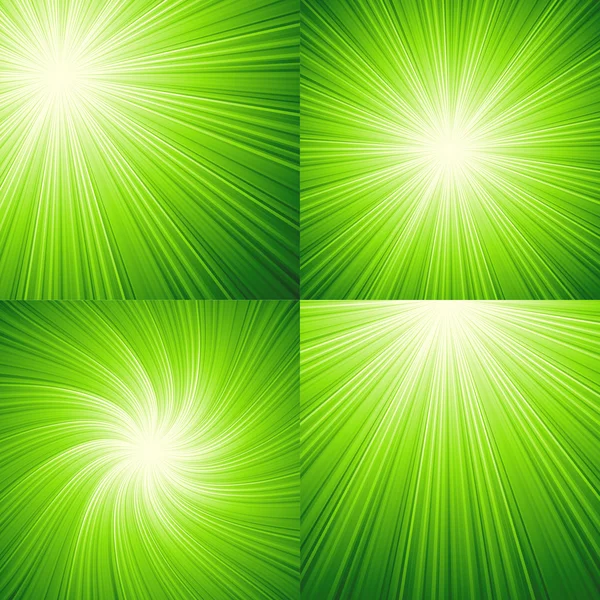 Zonnestralen groene vector afbeelding achtergrond — Stockvector