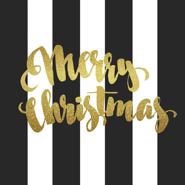 Merry Christmas gold glittering lettering design - Stok Vektor