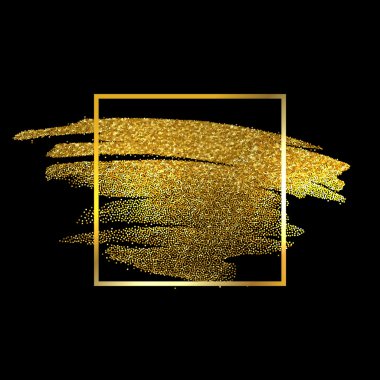 Altın desenli boya lekesi çizimi. El çizimi fırça darbesi vektör tasarımı ögesi.