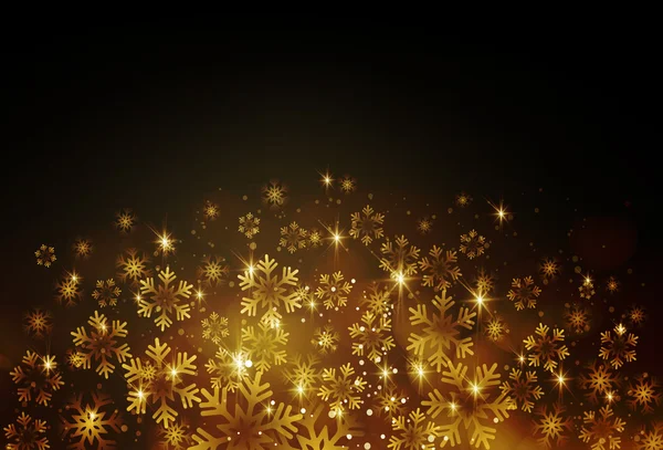 Golden snowflake on a dark background — Stock Vector