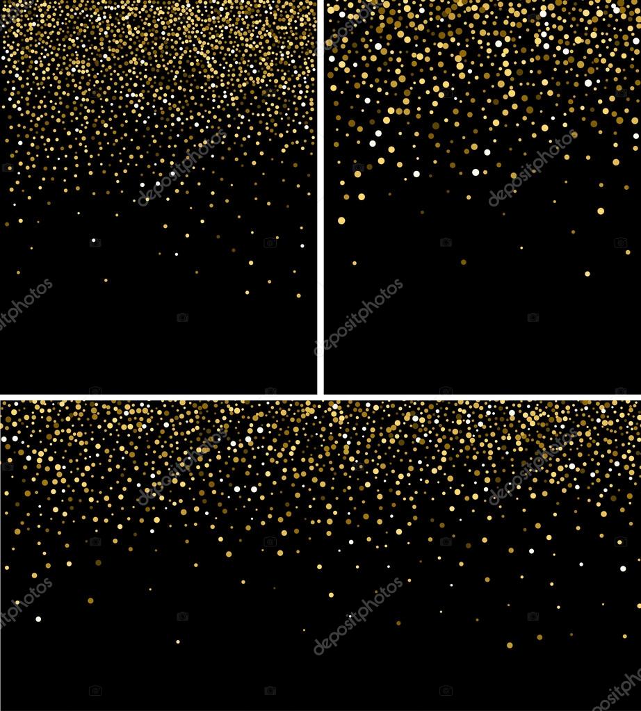 Gold sparkles on black background. Gold glitter background