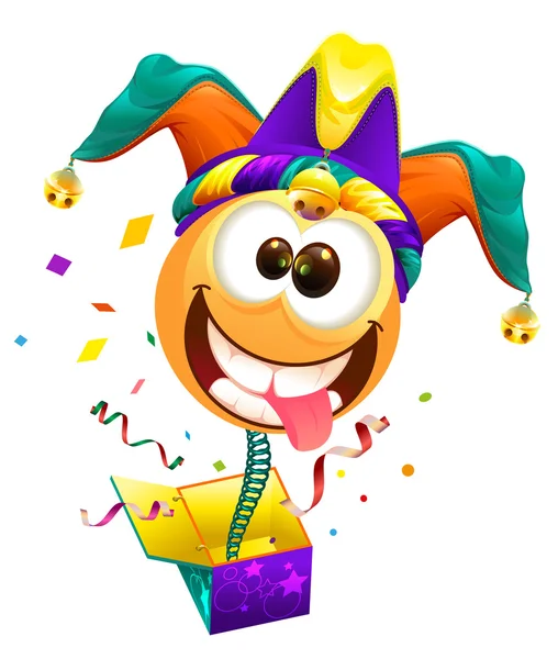 Nisan Fools day. Aptal gülümseme bahar sinekler dışarı-in kutu kap. Nisan bir şaka