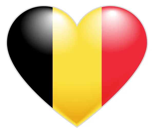 Flaga Belgii serca. Belgijski flaga ikona w kształcie serca — Wektor stockowy