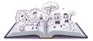 Açık kitap. Yaz dinlenme. İzci kampında