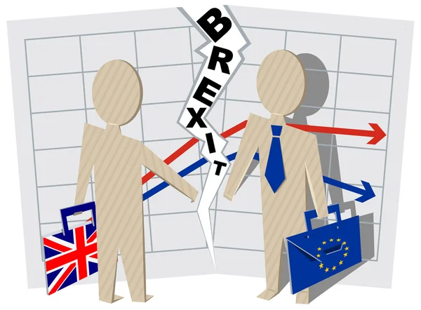 Implicações para as empresas brexit Grã-Bretanha e União Europeia —  Vetores de Stock