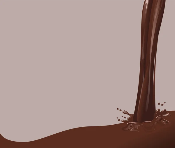 Chorro de chocolate caliente. Splash fondo marrón chocolate — Archivo Imágenes Vectoriales