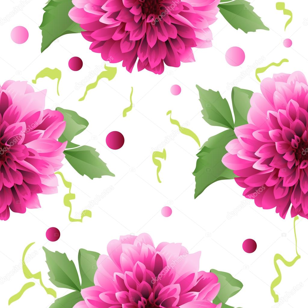 Red Dahlia flower seamless background Stock Vector Image by ©orensila