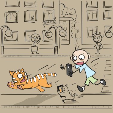 Erkek kedi için çalışan telefon ile