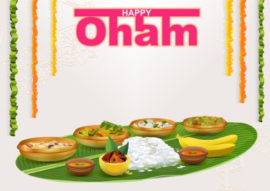 Mutlu Onam. Kerala hindu Festivali için gıda