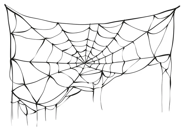 Zerrissenes Spinnennetz auf weißem Hintergrund — Stockvektor