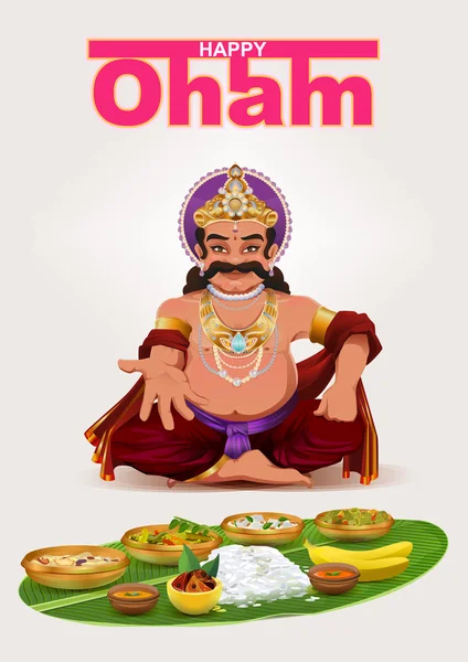 Joyeux festival Onam au Kerala. Dieu Roi Mahabali — Image vectorielle