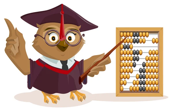 Uil leraar en abacus — Stockvector