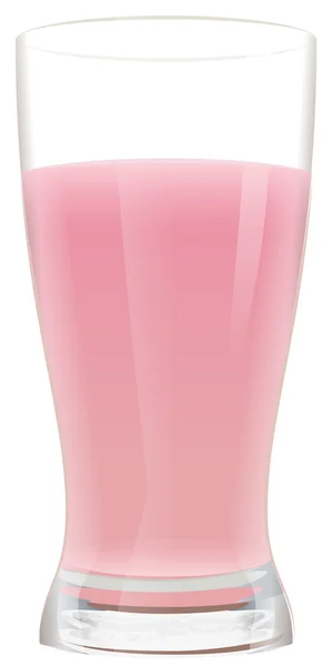 Vaso lleno de cóctel de fresa con leche — Vector de stock