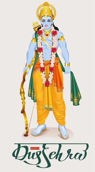 Mutlu dussehra hindu Festivali. Tanrı Rama holding yay ve ok — Stok Vektör