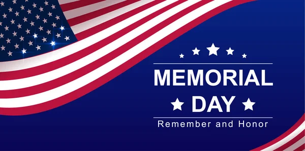 Memorial Day EUA banner cartão de saudação lembrar e honrar texto — Vetor de Stock