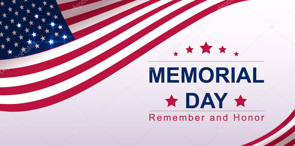 USA Memorial day text banner greeting card template