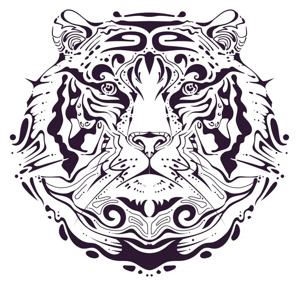 2022 Çin takvimine göre kaplan kafası sembolü. Soyut desenli kaplan yüzü