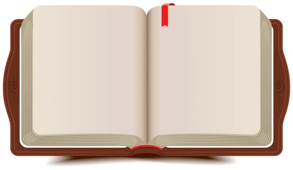 Öppna boken dagbok med bokmärke — Stock vektor