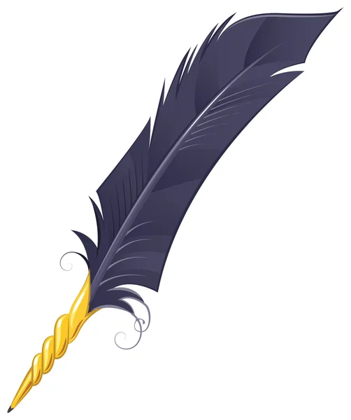 Pluma de pluma dorada — Vector de stock