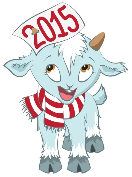 Weihnachtsziege hält am Horn-Symbol 2015 fest — Stockvektor