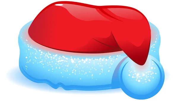 Sombrero rojo de Navidad con adorno azul — Vector de stock