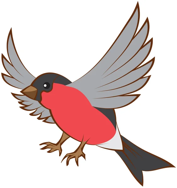 Flying Bullfinch a deschis aripi — Vector de stoc