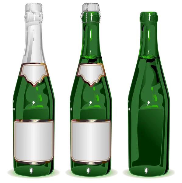 Conjunto garrafa de champanhe —  Vetores de Stock