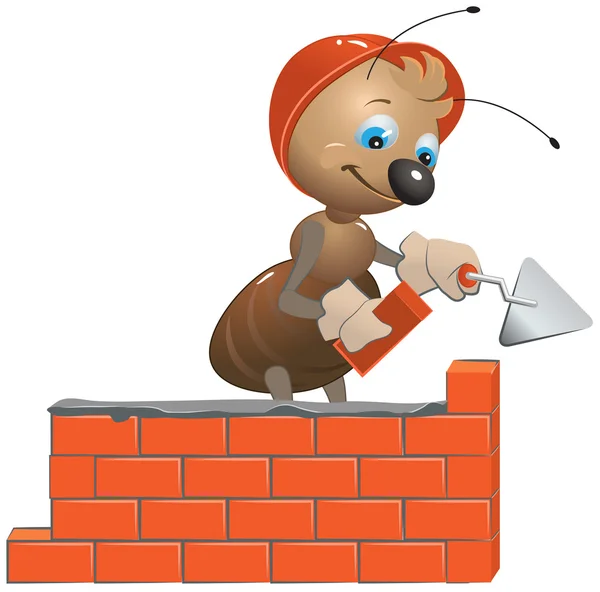 Μυρμήγκι mason χτίζει έναν τοίχο — Διανυσματικό Αρχείο