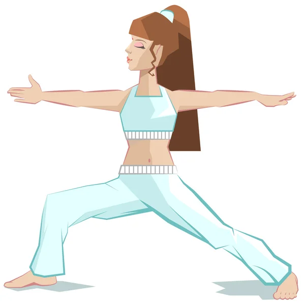 Yoga de chicas. Virabhadrasana — Vector de stock