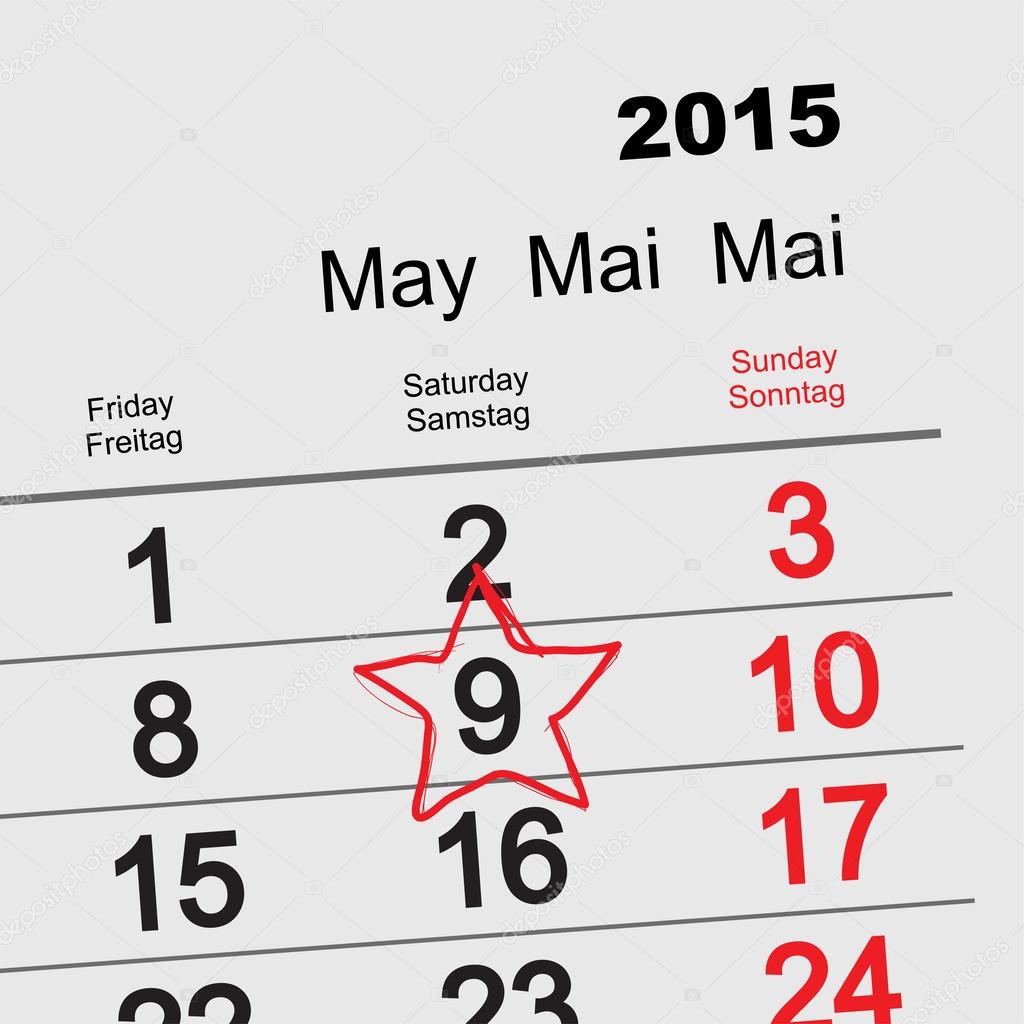 May 9 Victory Day Calendar Stock Vector Image By C Orensila