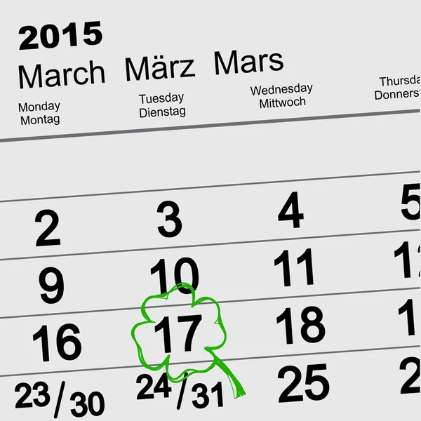 Saint Patricks Day. Kalendern 17 mars — Stock vektor